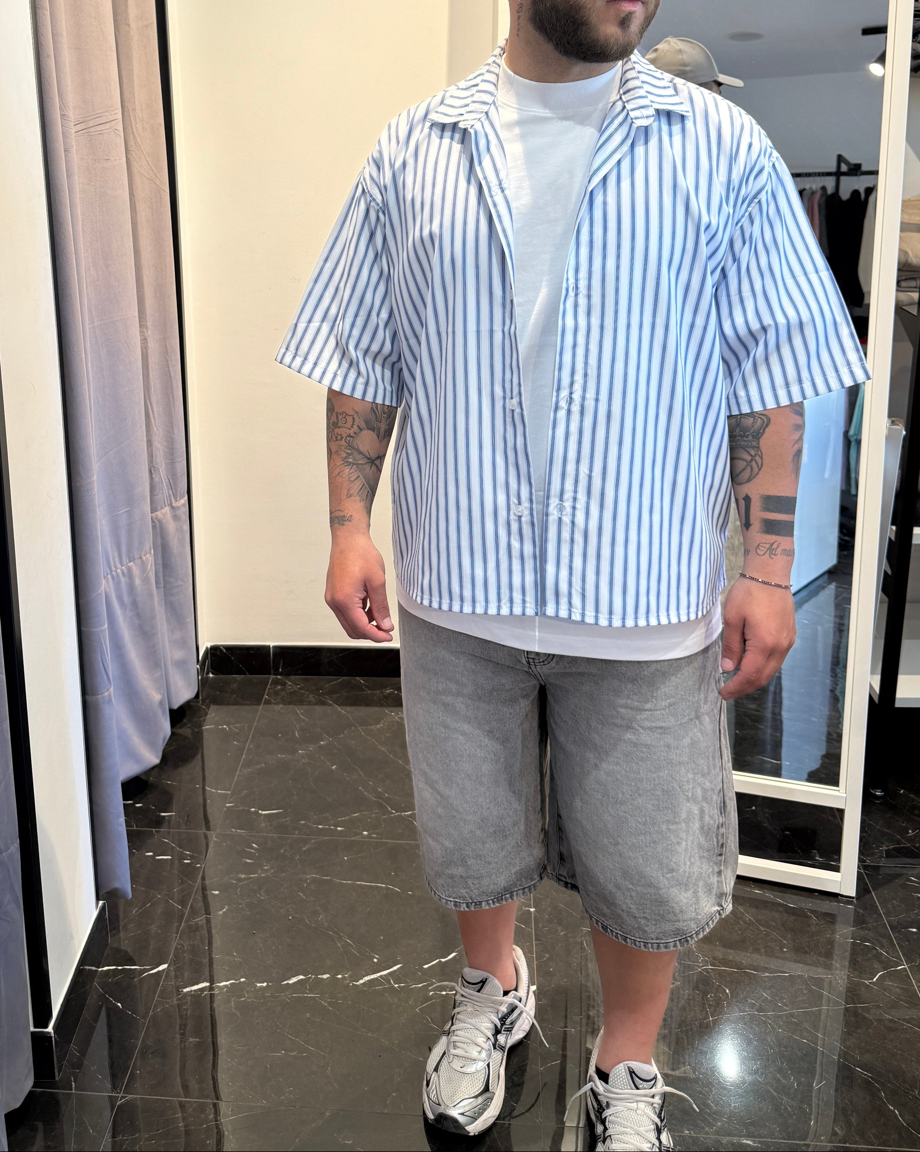 CAMICIA A RIGHE CROP